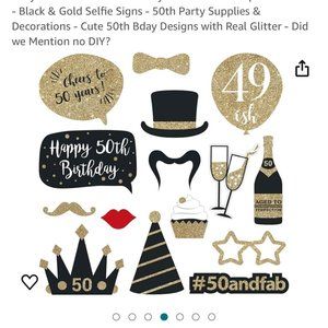 50th Birthday Photo Booth Props/wall decor - Set of 30